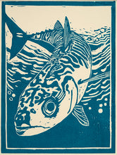 Load image into Gallery viewer, Mackerel Lino Cut (mounted)